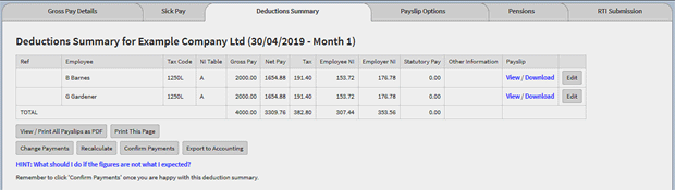 Entering pay run details